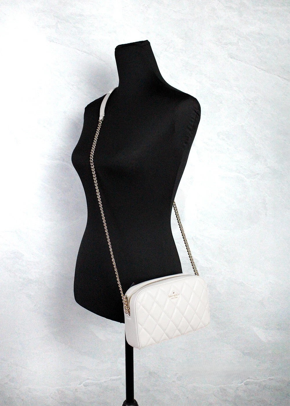 Kate Spade Carey Mini Parchment Quilted Smooth Leather Camera Crossbody Handbag