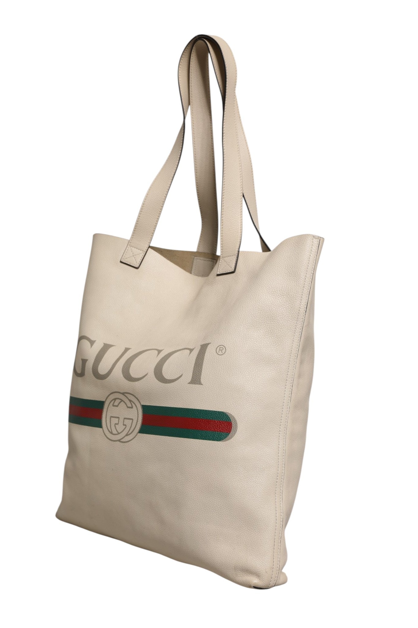 Gucci White Web Sherry Logo Print Tote Bag