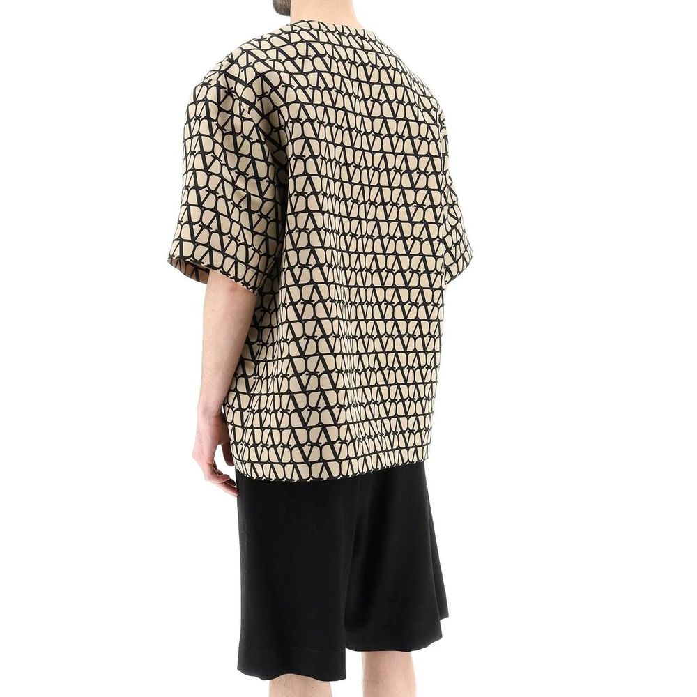 Valentino Brown Silk T-Shirt