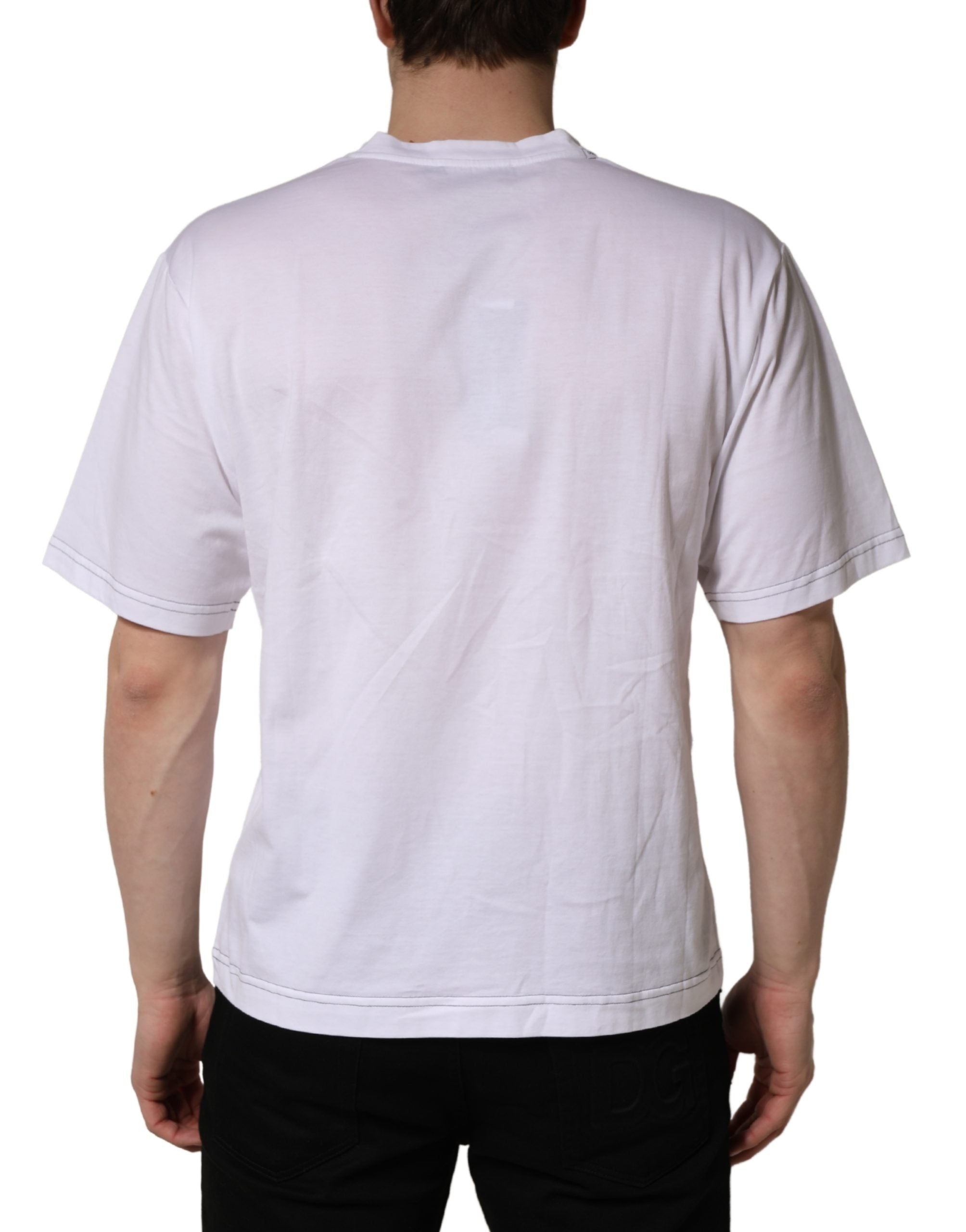 Dolce & Gabbana White Leopard Print DG Logo T-shirt - Luxury Fashion