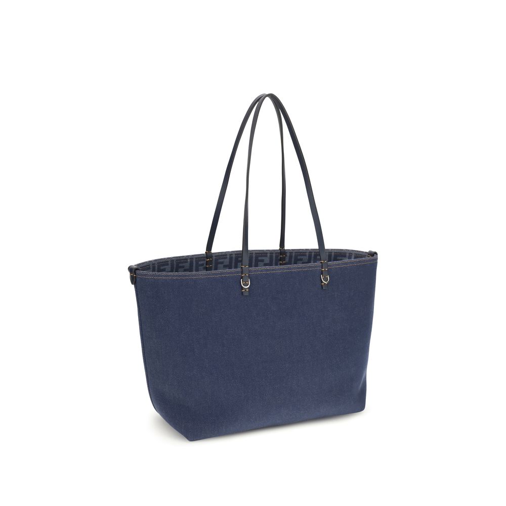 Fendi Blue Cotton Shoulder Bag – Luxury Elegance Redefined