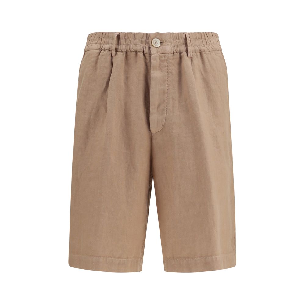 Brunello Cucinelli Brown Linen Bermuda Shorts - Artisanal Luxury