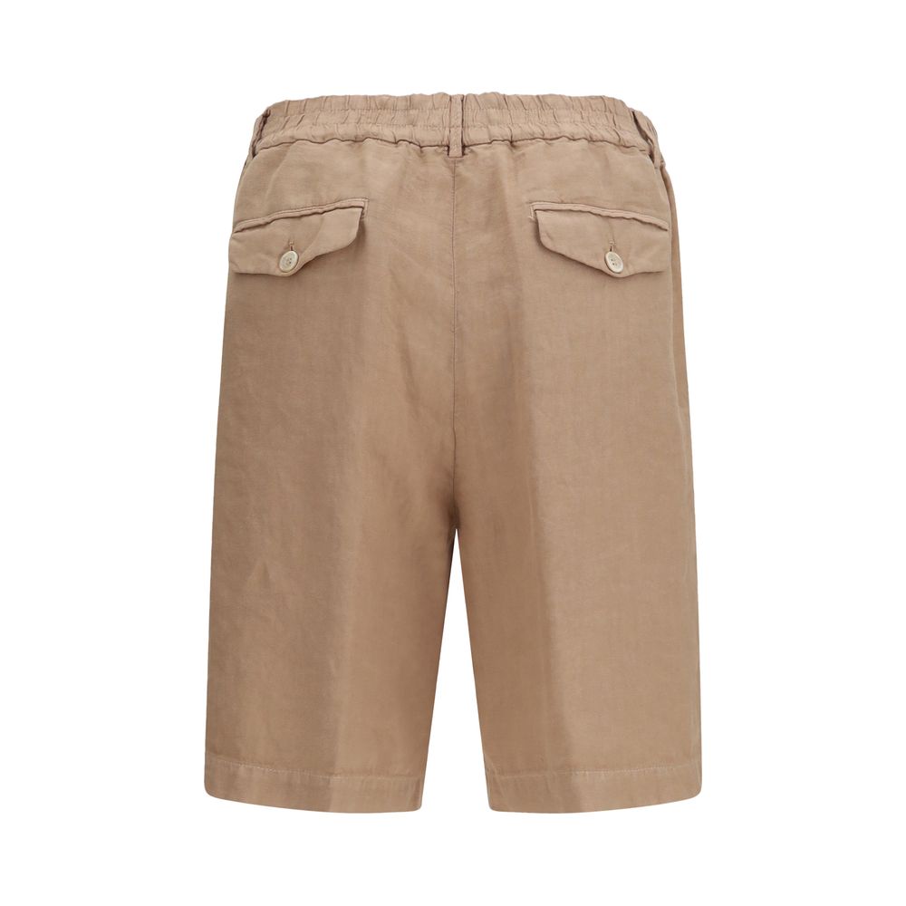 Brunello Cucinelli Brown Linen Bermuda Shorts - Artisanal Luxury
