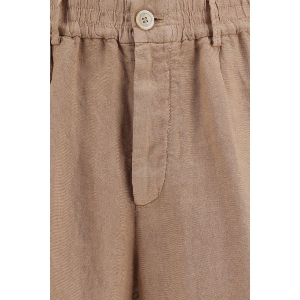 Brunello Cucinelli Brown Linen Bermuda Shorts - Artisanal Luxury