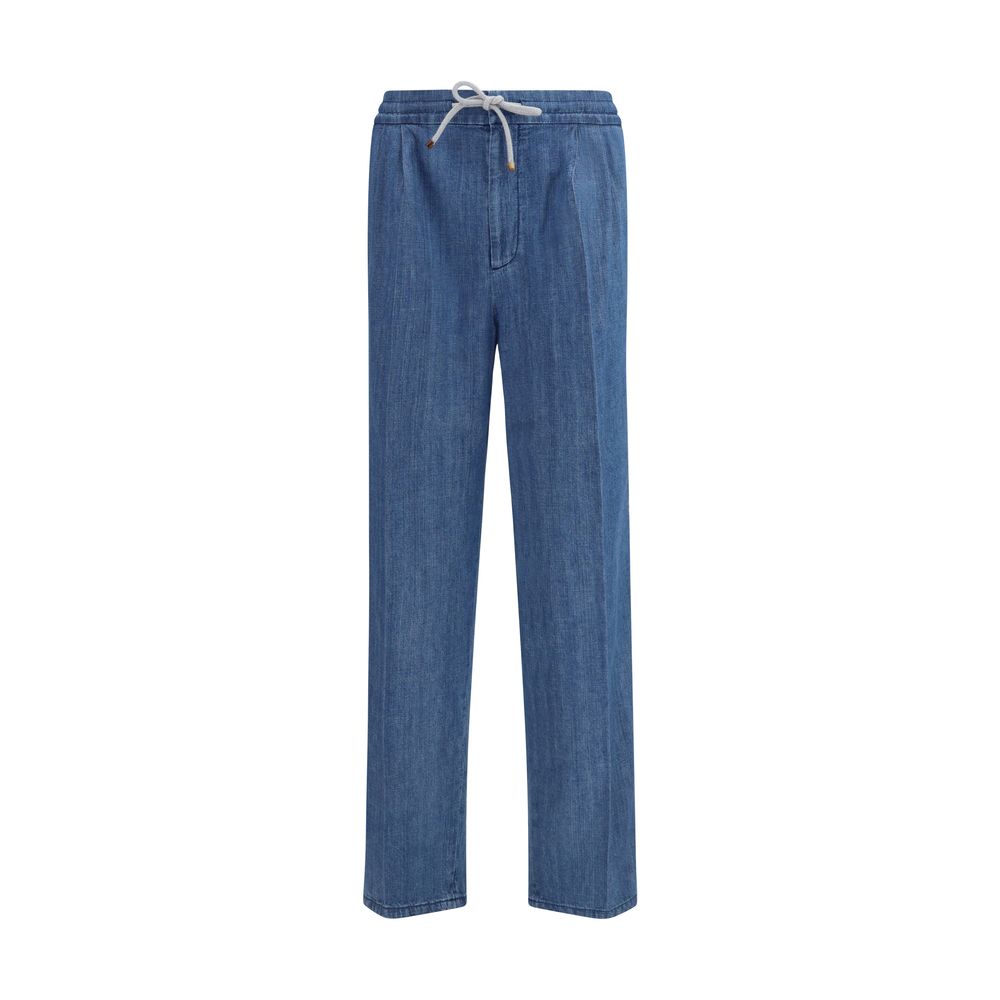 Brunello Cucinelli Blue Cotton Casual Pants - Luxury Redefined