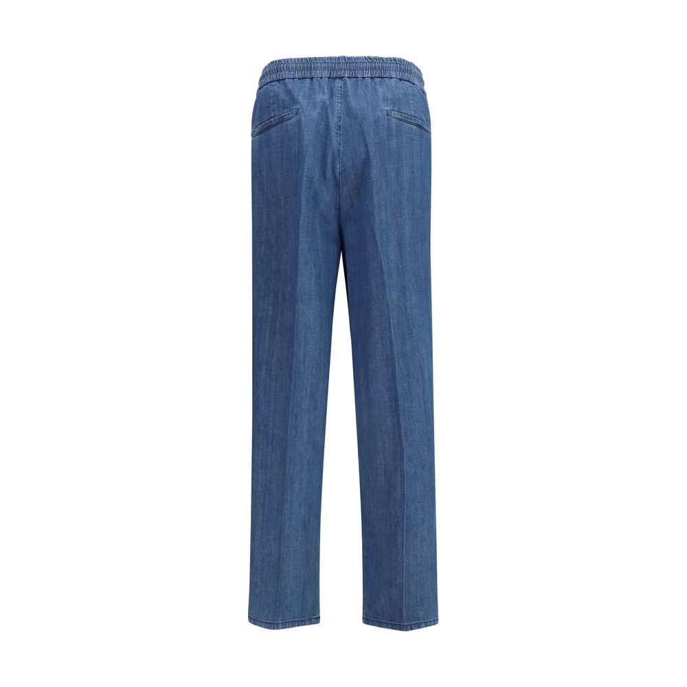 Brunello Cucinelli Blue Cotton Casual Pants - Timeless Luxury Attire