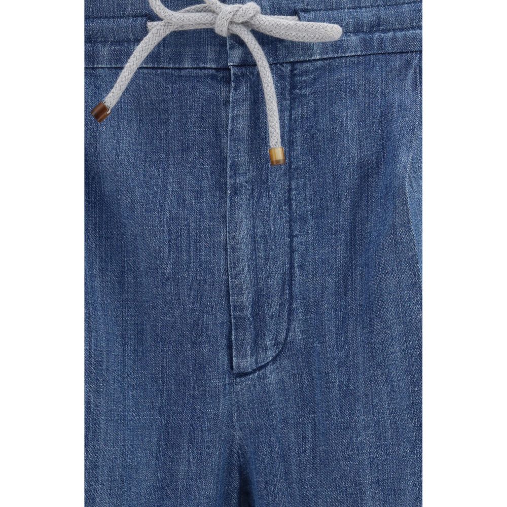 Brunello Cucinelli Blue Cotton Casual Pants - Timeless Luxury Wear