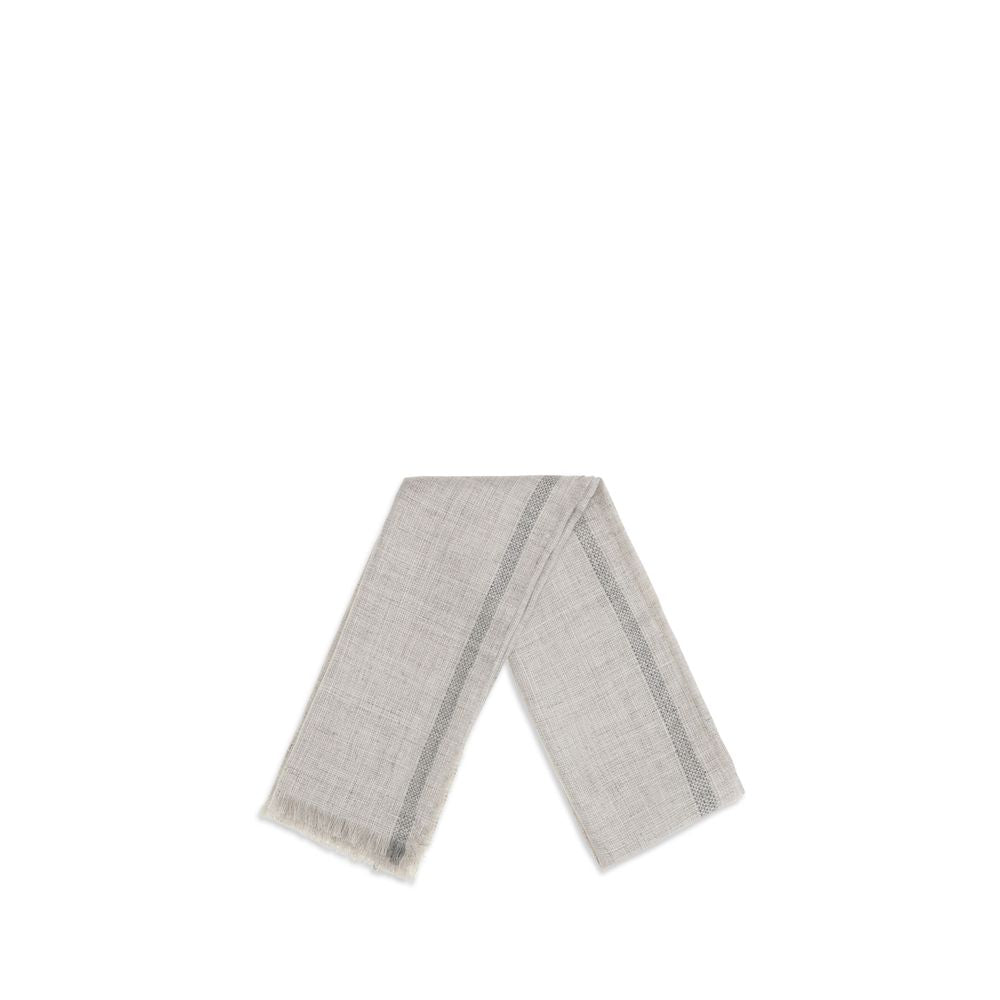 Brunello Cucinelli Gray Linen Scarf - Artisanal Luxury Accessory