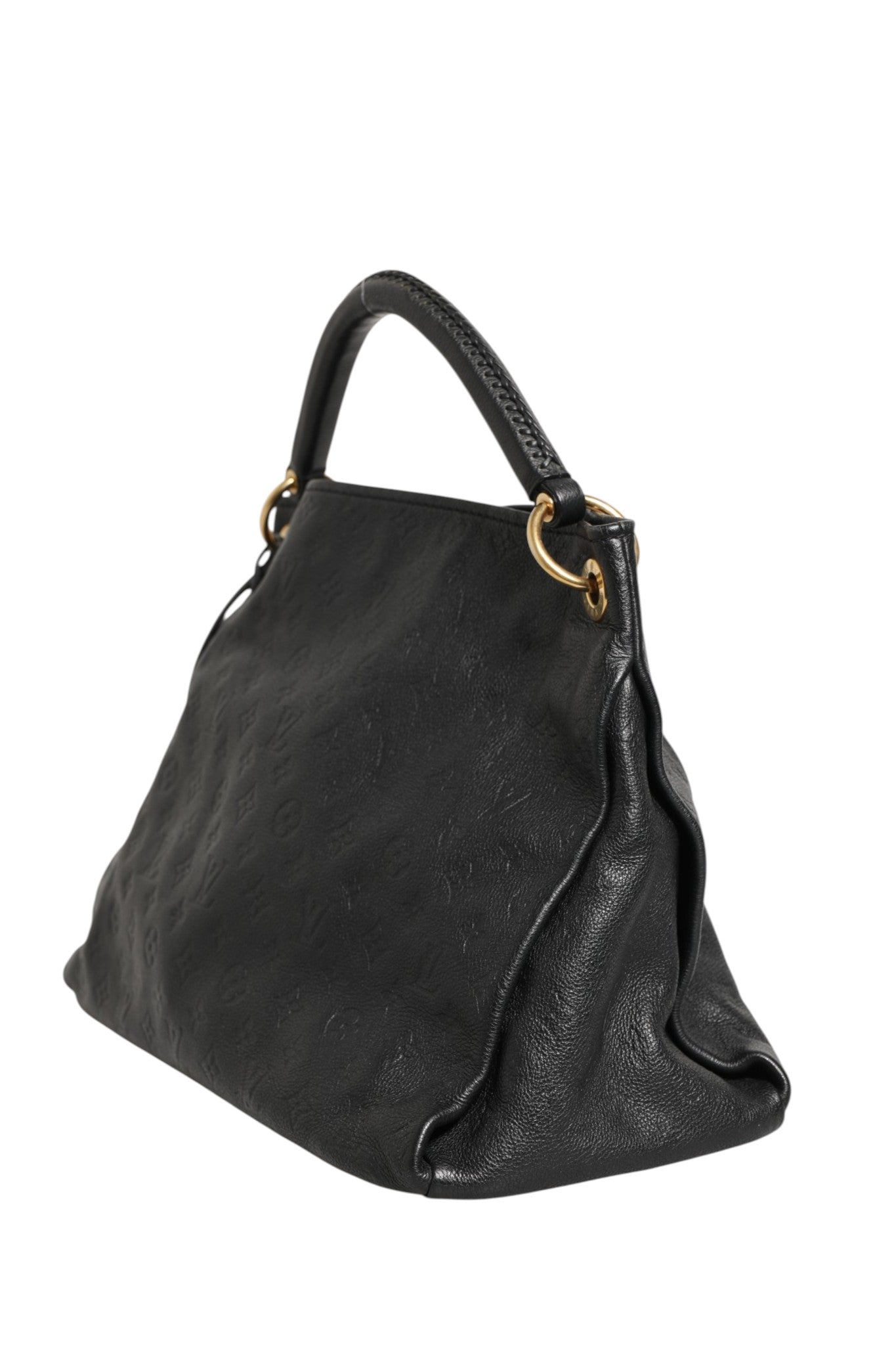 Indulge in the timeless elegance of the Louis Vuitton Black Monogram Empreinte Artsy MM Handbag, a masterpiece of exquisite craftsmanship that embodies luxury and sophistication.