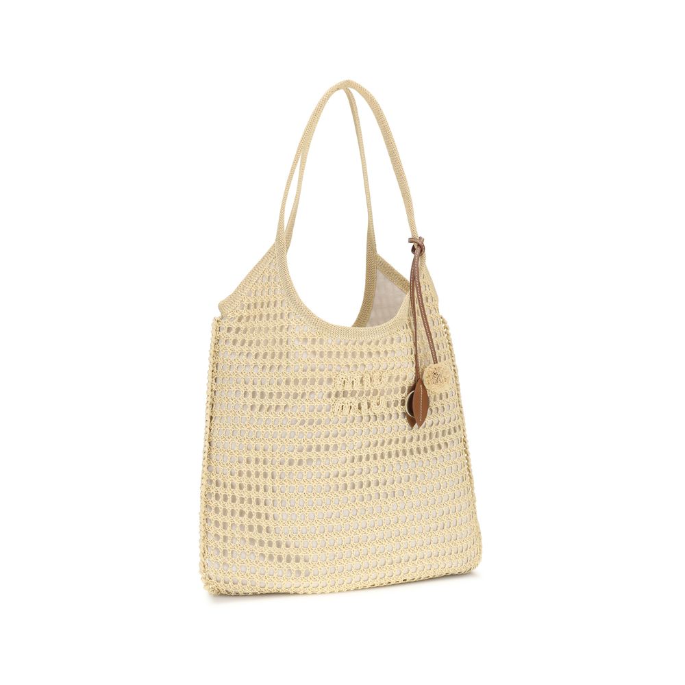 Miu Miu Beige Cotton Shoulder Bag