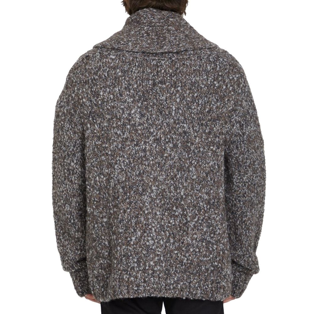 Bottega Veneta Gray Alpaca Leather Cardigan - Luxurious Couture