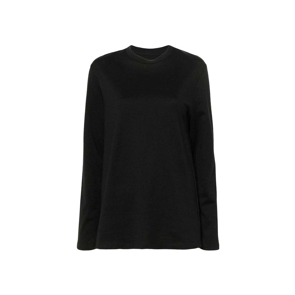 Experience the exquisite allure of Jil Sander's Black Cotton Long Sleeve T-Shirt, crafted in Italy from premium cotton, embodying timeless elegance and effortless sophistication.