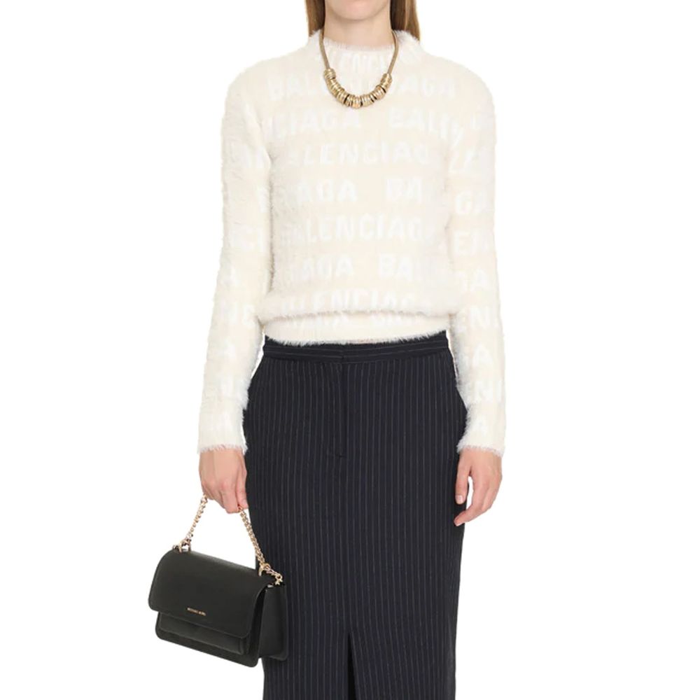 Balenciaga White Elastane Sweatshirt - Designer Couture Luxury