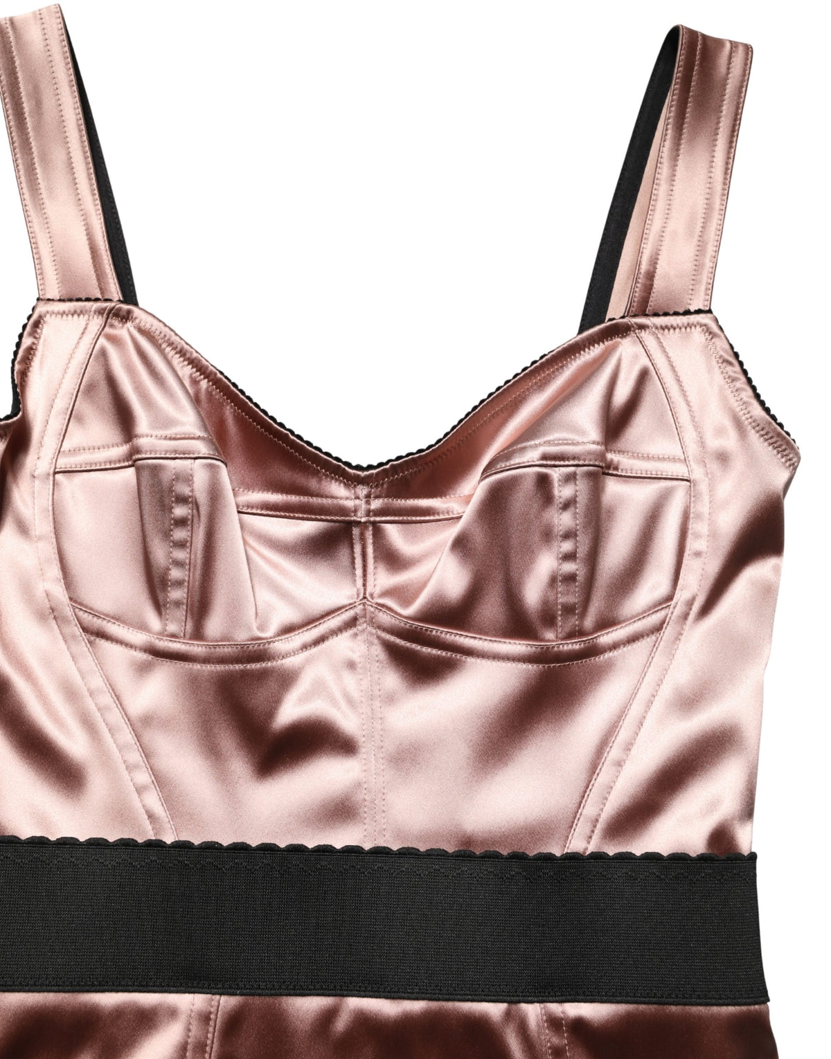 Dolce & Gabbana Pink Satin Sweetheart Corset Midi Dress