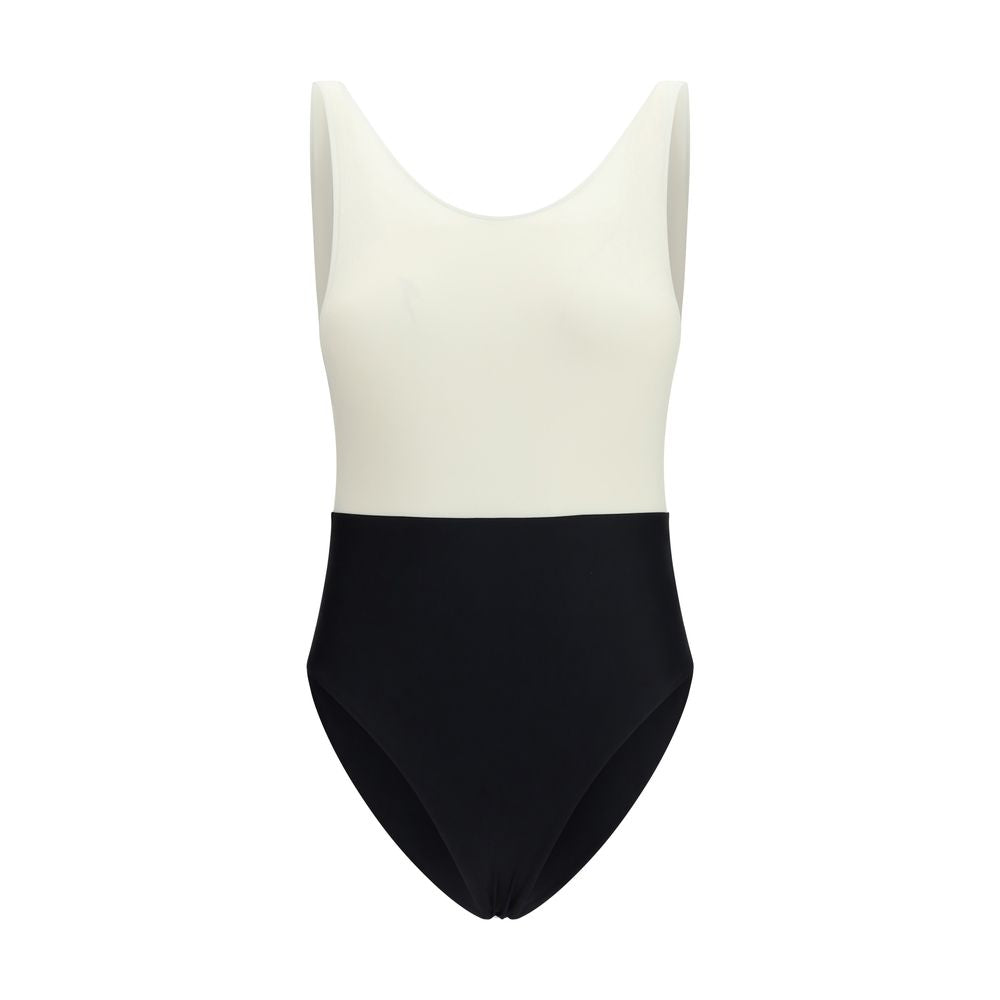 Indulge in the Ami Paris Multicolor Polyamide One-Piece Swimsuit, a masterpiece of luxury crafted for the discerning individual, blending comfort and elegance effortlessly.