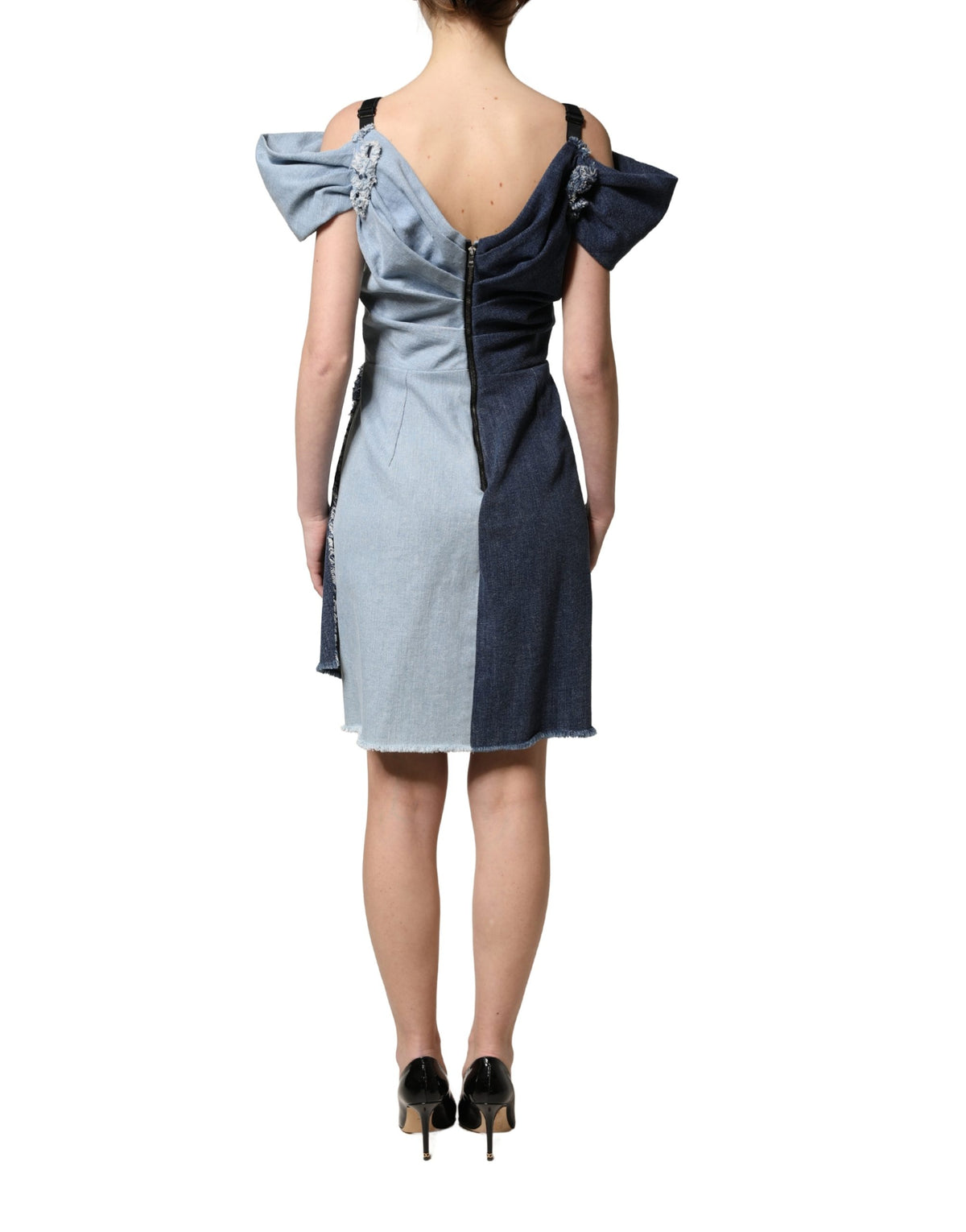 Dolce & Gabbana Blue Denim Mini Sheath Dress - Haute Couture Elegance