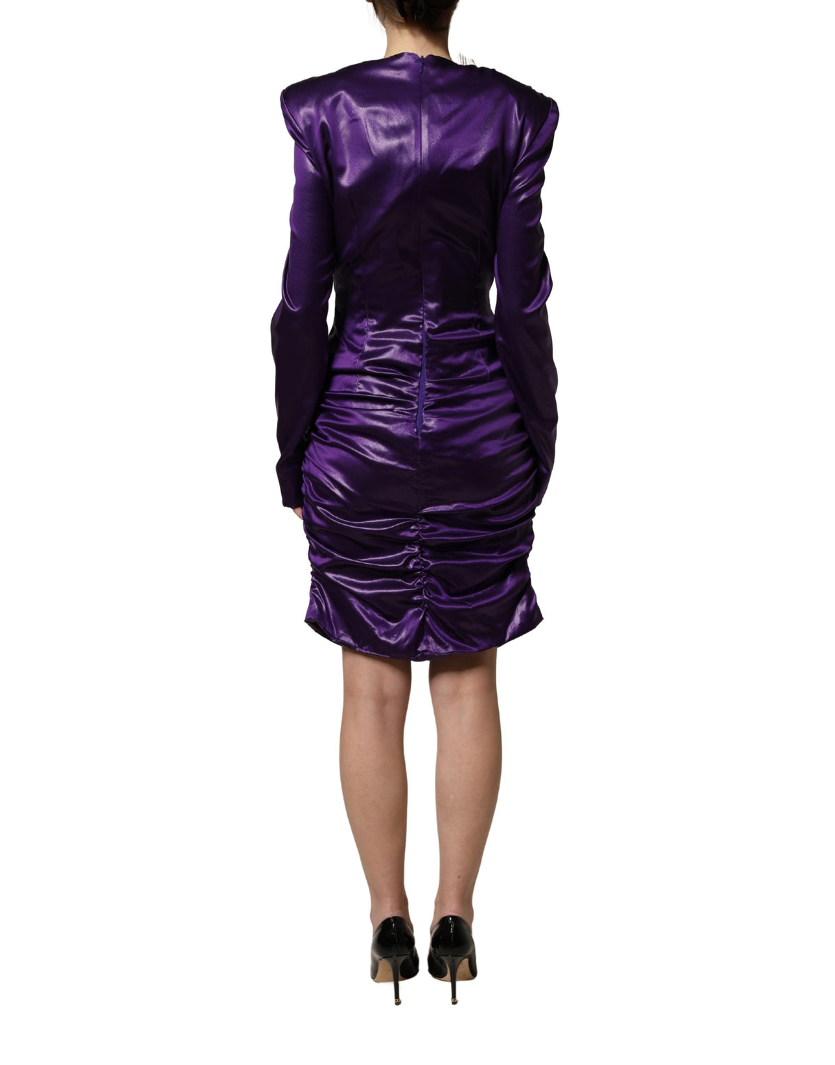 Dolce & Gabbana Metallic Purple Silk Cut-Out Mini Dress Couture