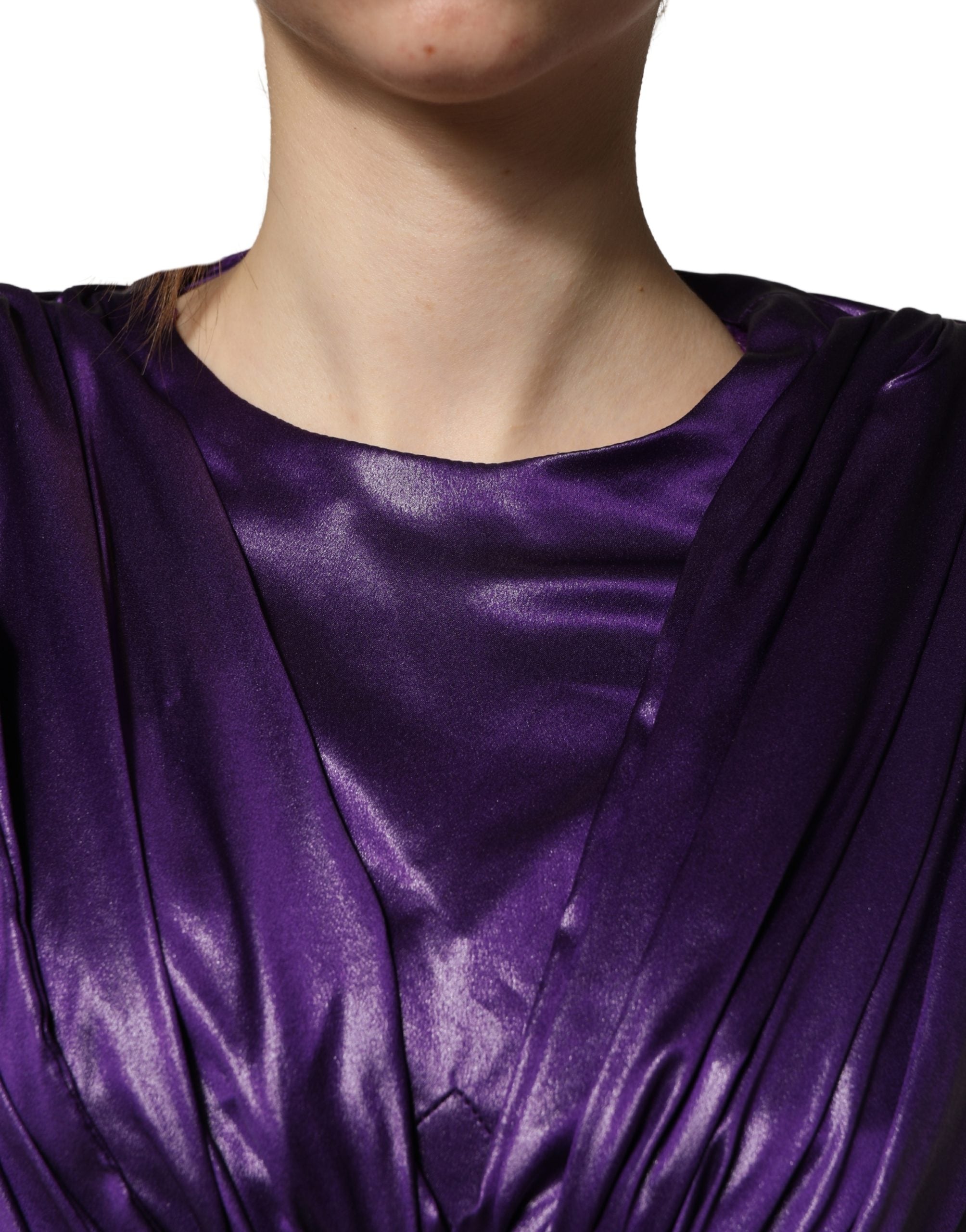 Dolce & Gabbana Metallic Purple Silk Cut-Out Mini Dress Couture
