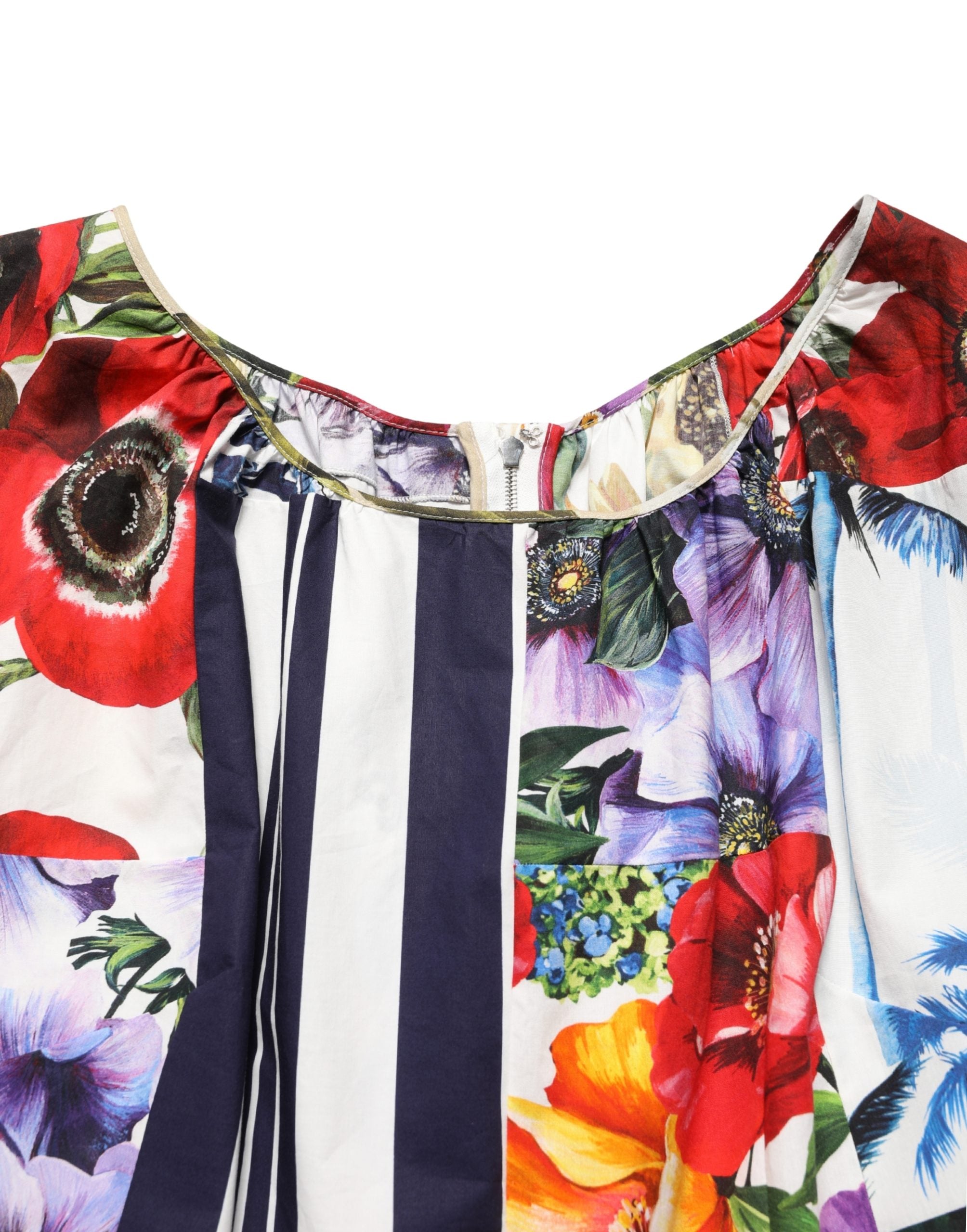 Indulge in the exquisite Dolce & Gabbana Multicolor Patchwork Cotton Poplin Mini Dress, where Italian artistry meets vibrant elegance for a timeless statement.