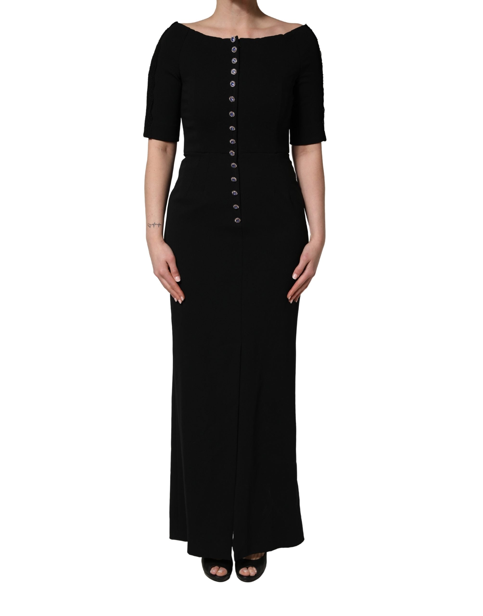 Dolce & Gabbana Black Silk Sheath Maxi Dress - Timeless Elegance