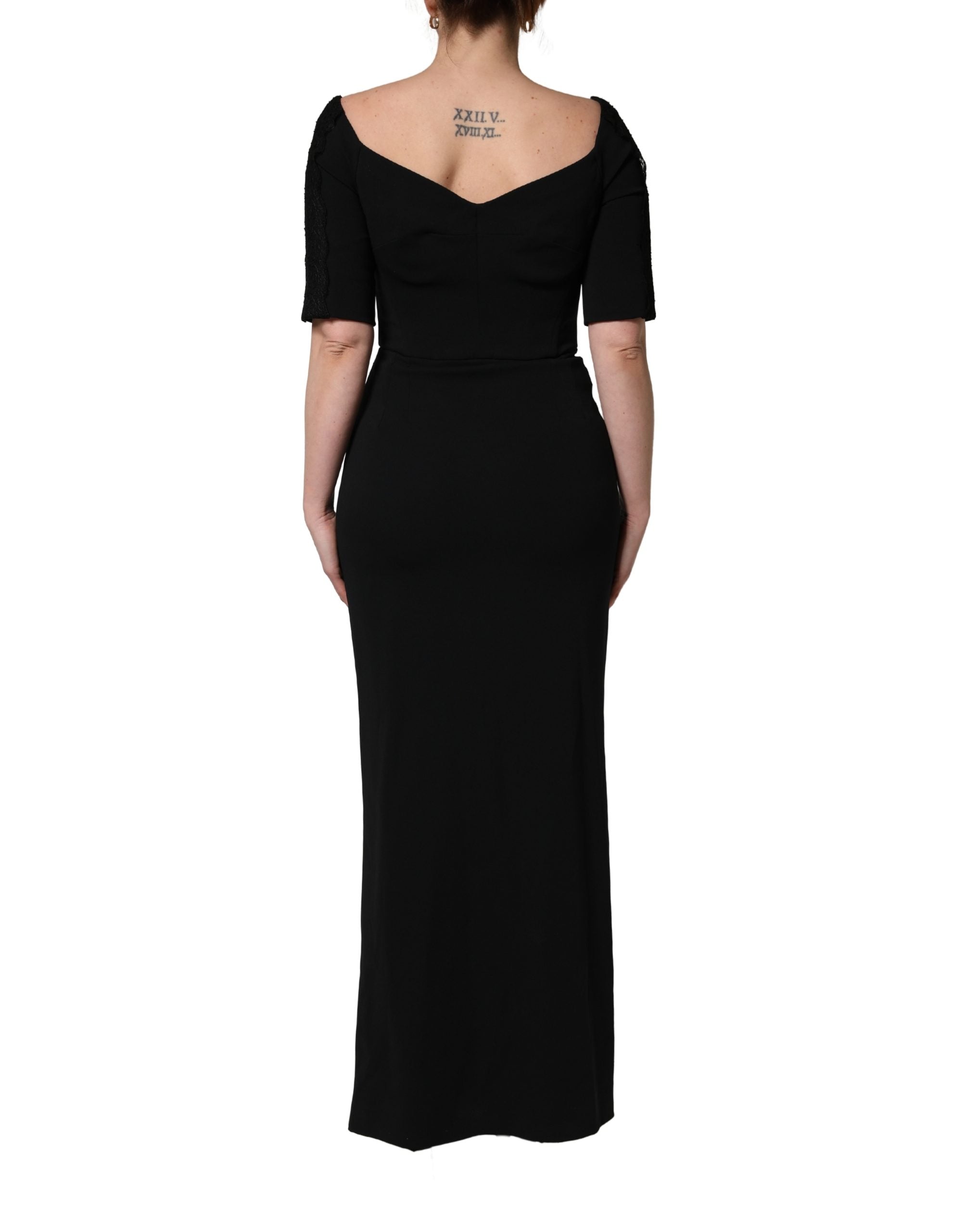 Dolce & Gabbana Black Silk Sheath Maxi Dress - Timeless Elegance