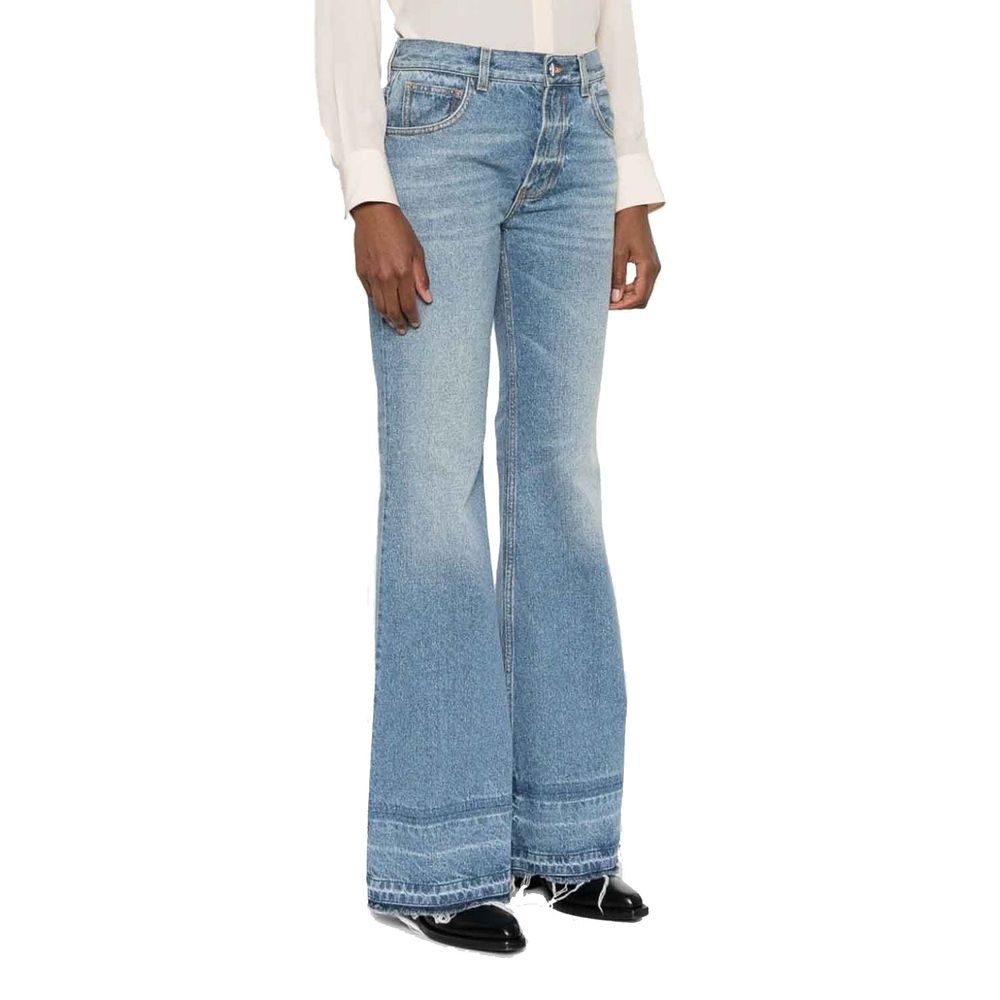 Chloé Blue Cotton Bootcut Jeans - Exquisite Designer Couture