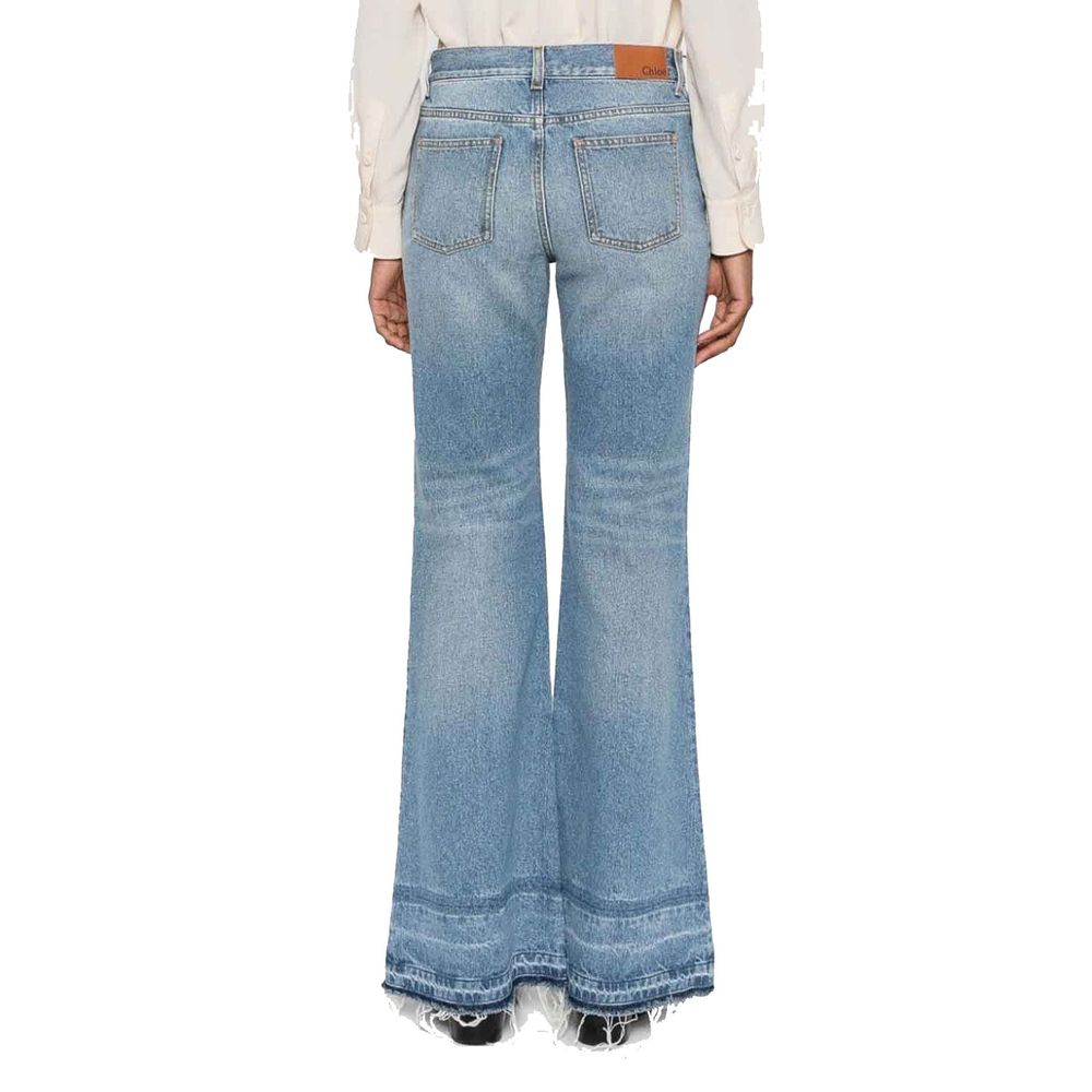 Chloé Blue Cotton Bootcut Jeans - Luxurious Designer Couture