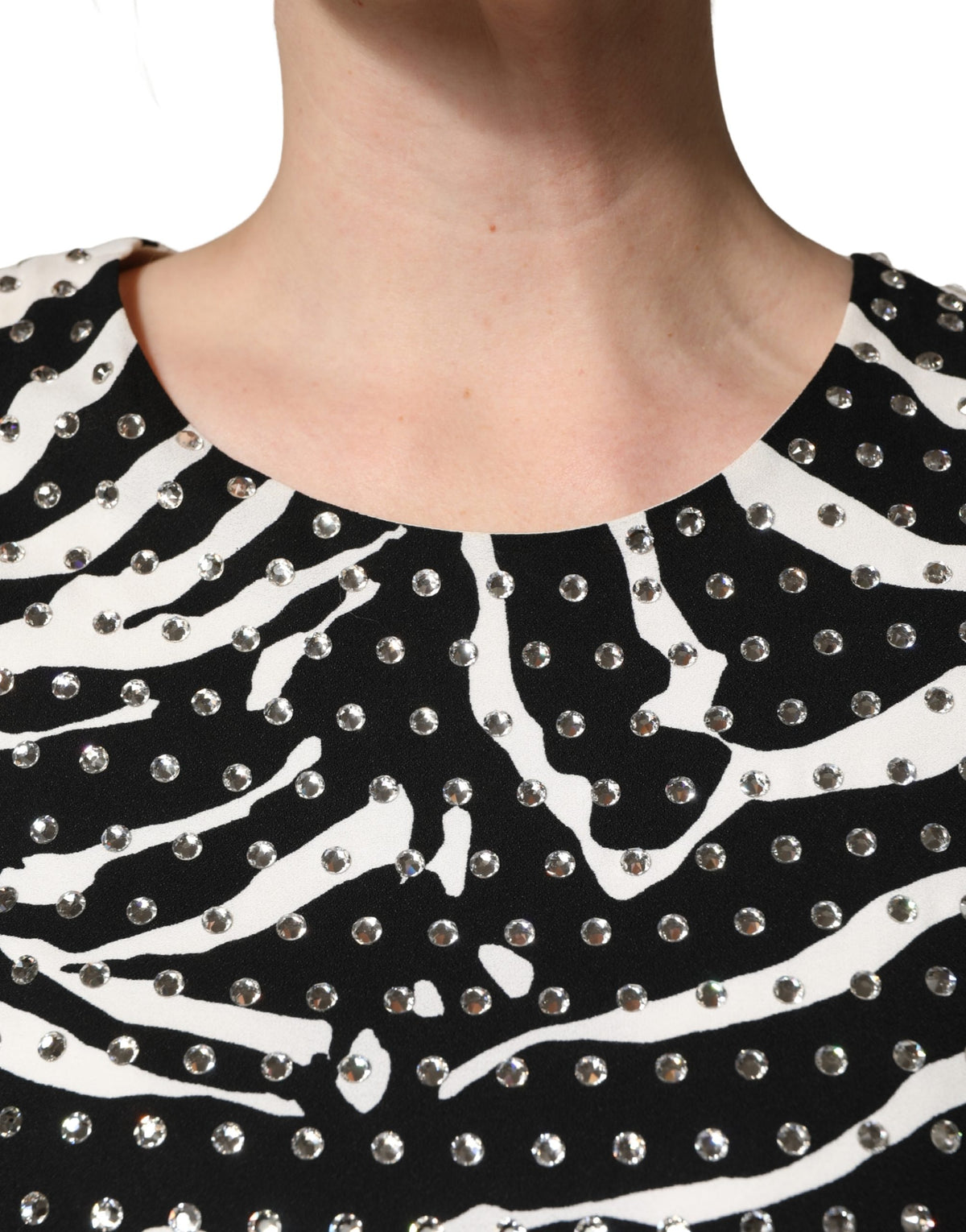 Dolce & Gabbana Zebra Rhinestones Mini Dress - Exquisite Luxury