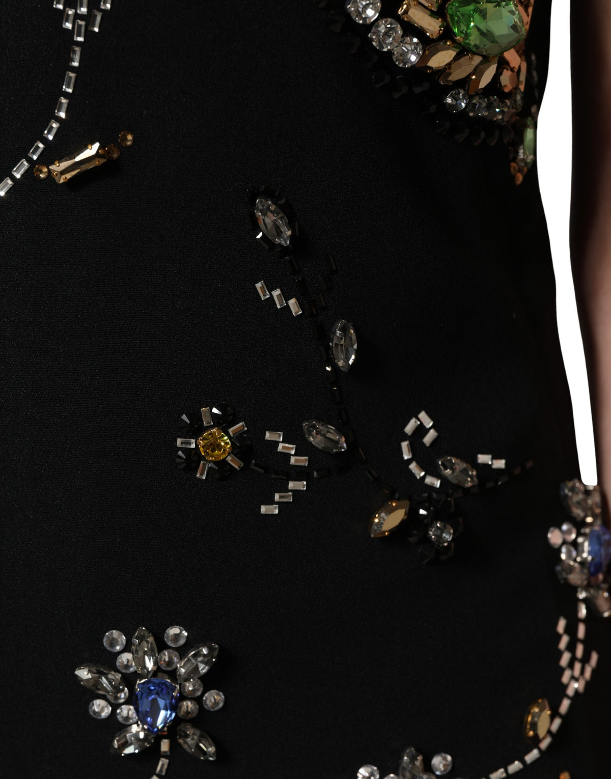Dolce & Gabbana Black Floral Bead Embellished A-line Dress