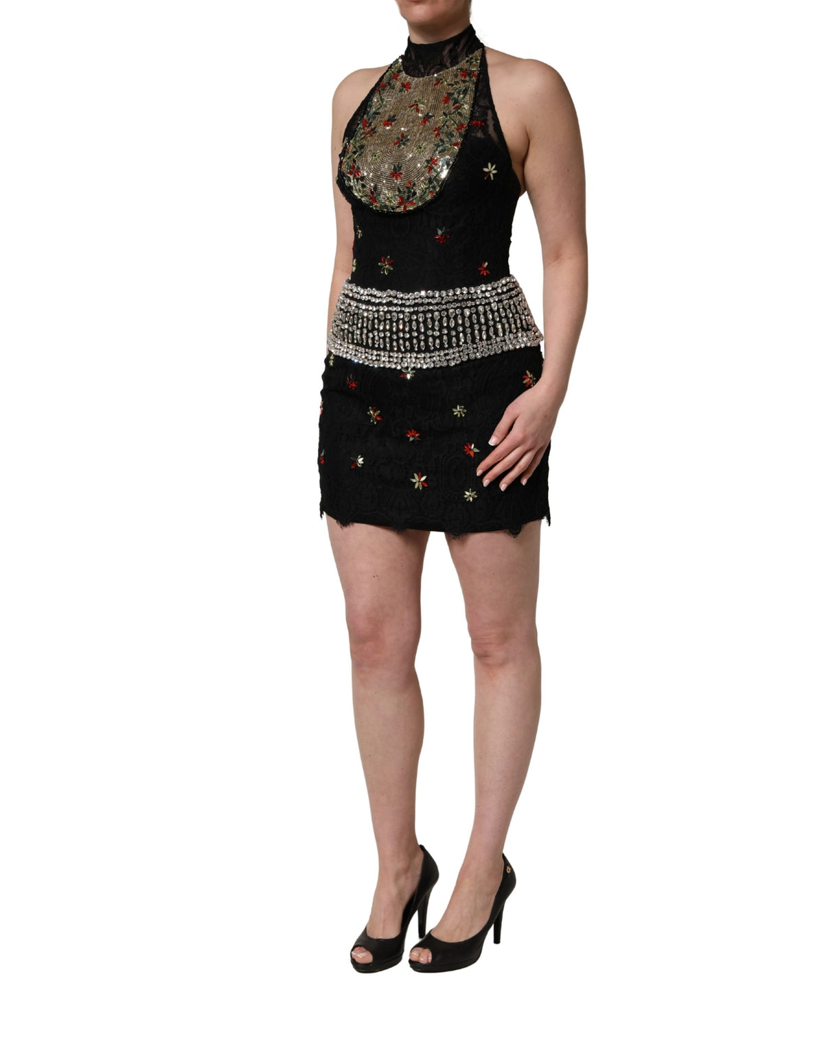 Dolce & Gabbana Black Sequin Sheath Mini Dress - Couture Elegance