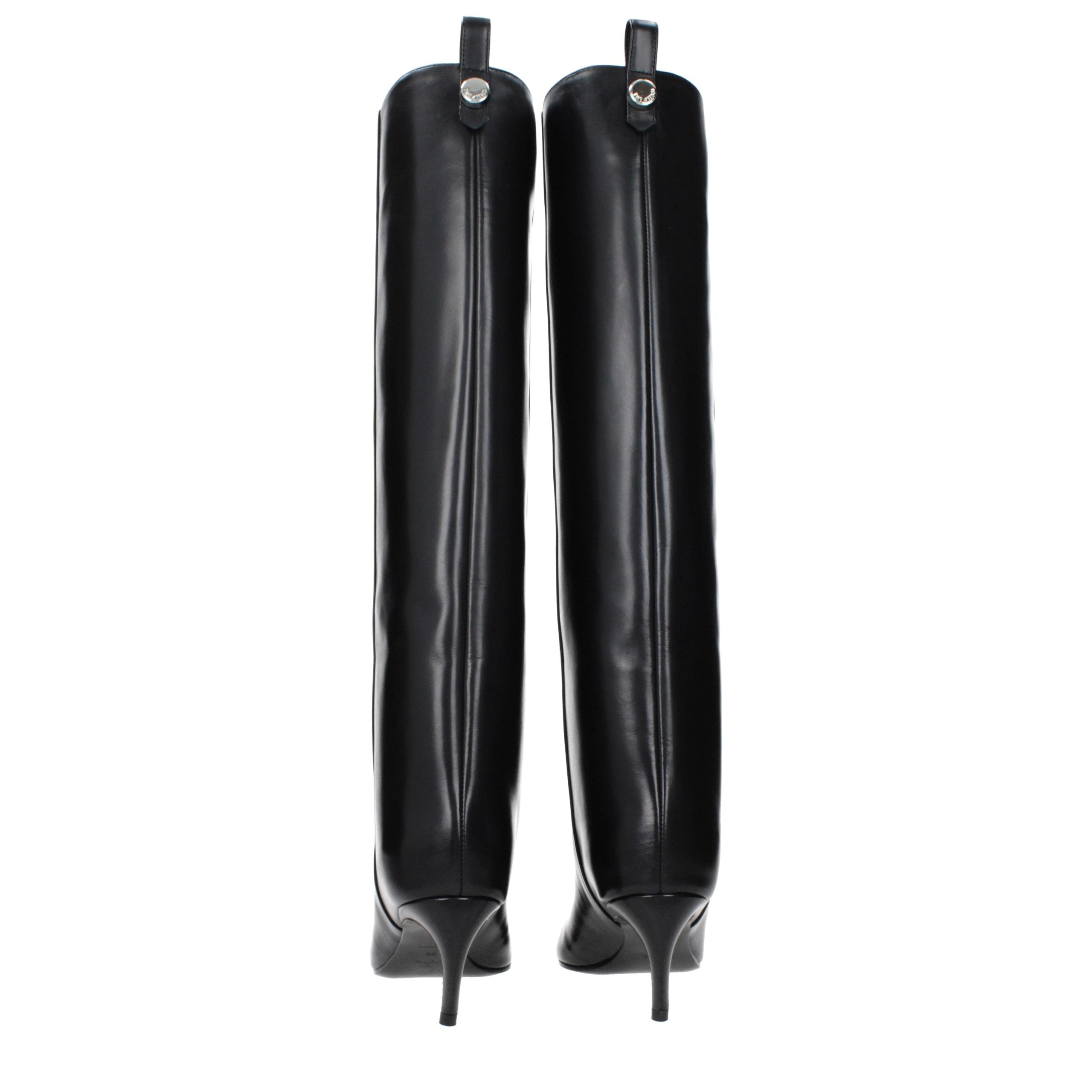 The Attico Black Leather High Heel Boots - Timeless Luxury Elegance