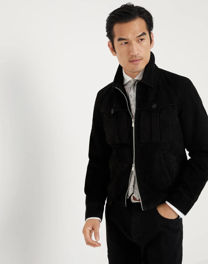 Brunello Cucinelli Black Leather Jacket