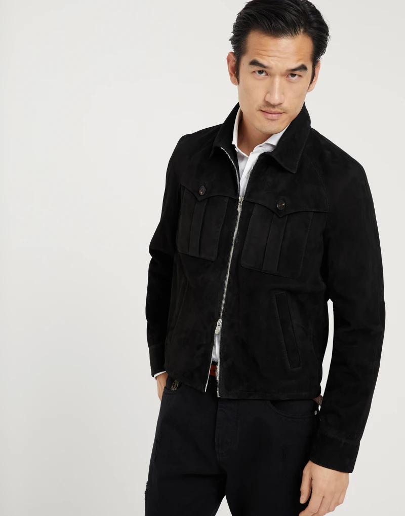 Brunello Cucinelli Black Leather Jacket