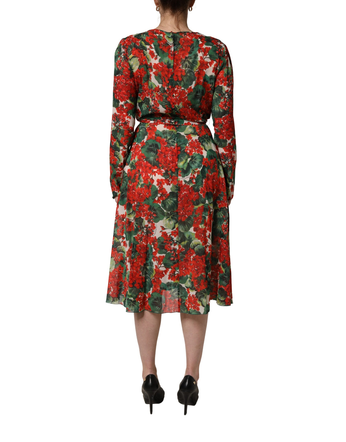 Dolce & Gabbana Multicolor Floral Long Sleeves Dress - Italian Luxury