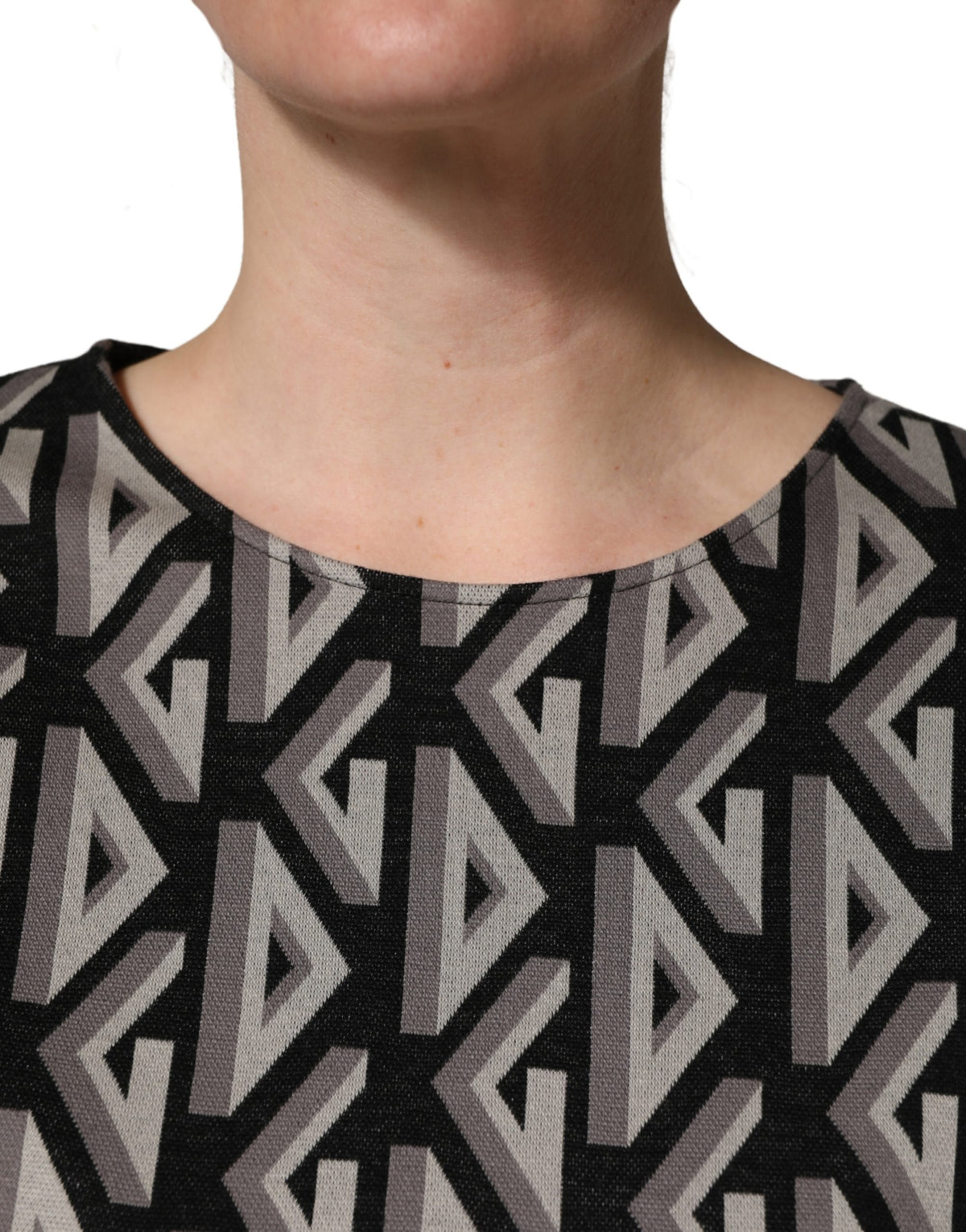 Dolce & Gabbana Black Logo Print Cotton A-line Dress Couture
