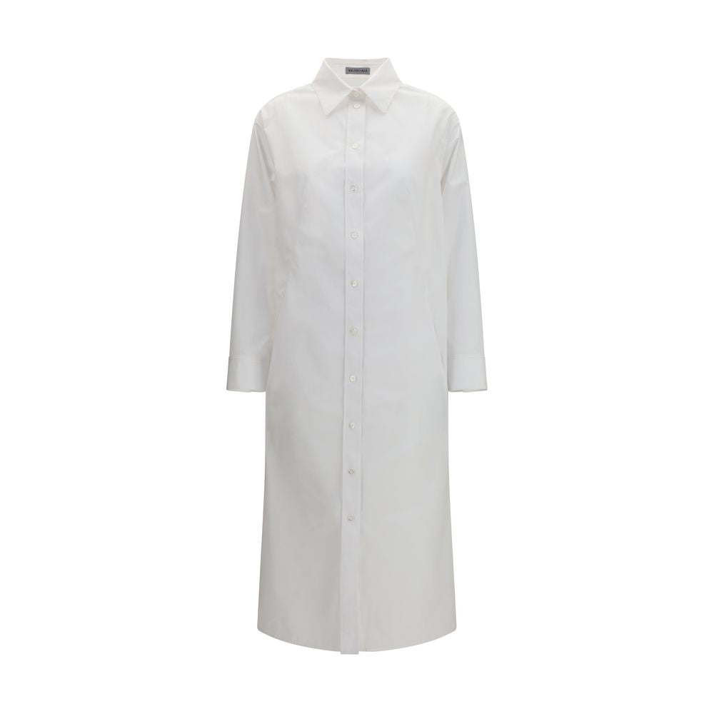 Balenciaga White Cotton Casual Dress - Designer Couture Elegance