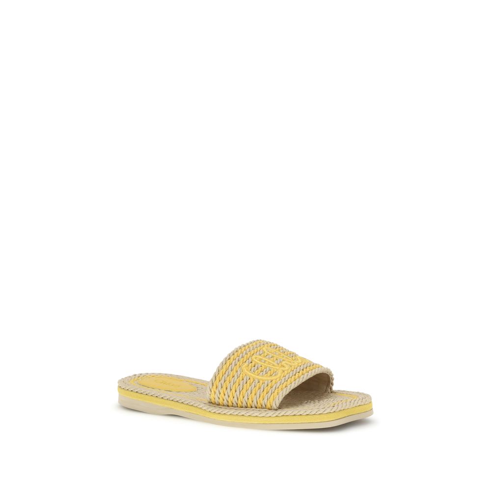 Chloé Beige Lamb Ovis Aries Aries Flat Sandals