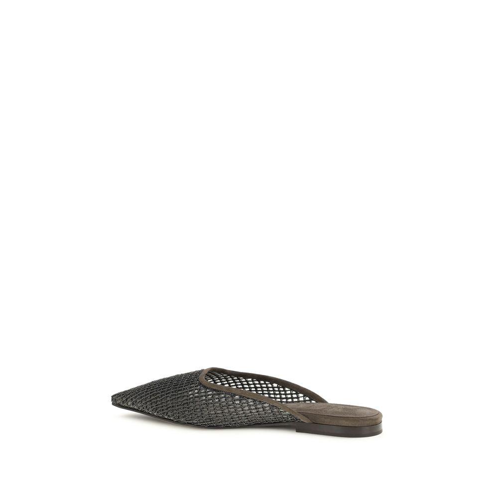 Step into a realm of sophistication with Brunello Cucinelli's Brown Calf Leather Bos Taurus Ballet Flats, where exquisite craftsmanship meets timeless elegance for the discerning individual.