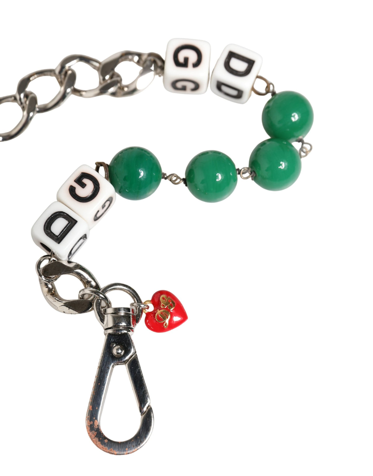 Dolce & Gabbana Silver Brass Chain Dice Charm Bracelet Luxury