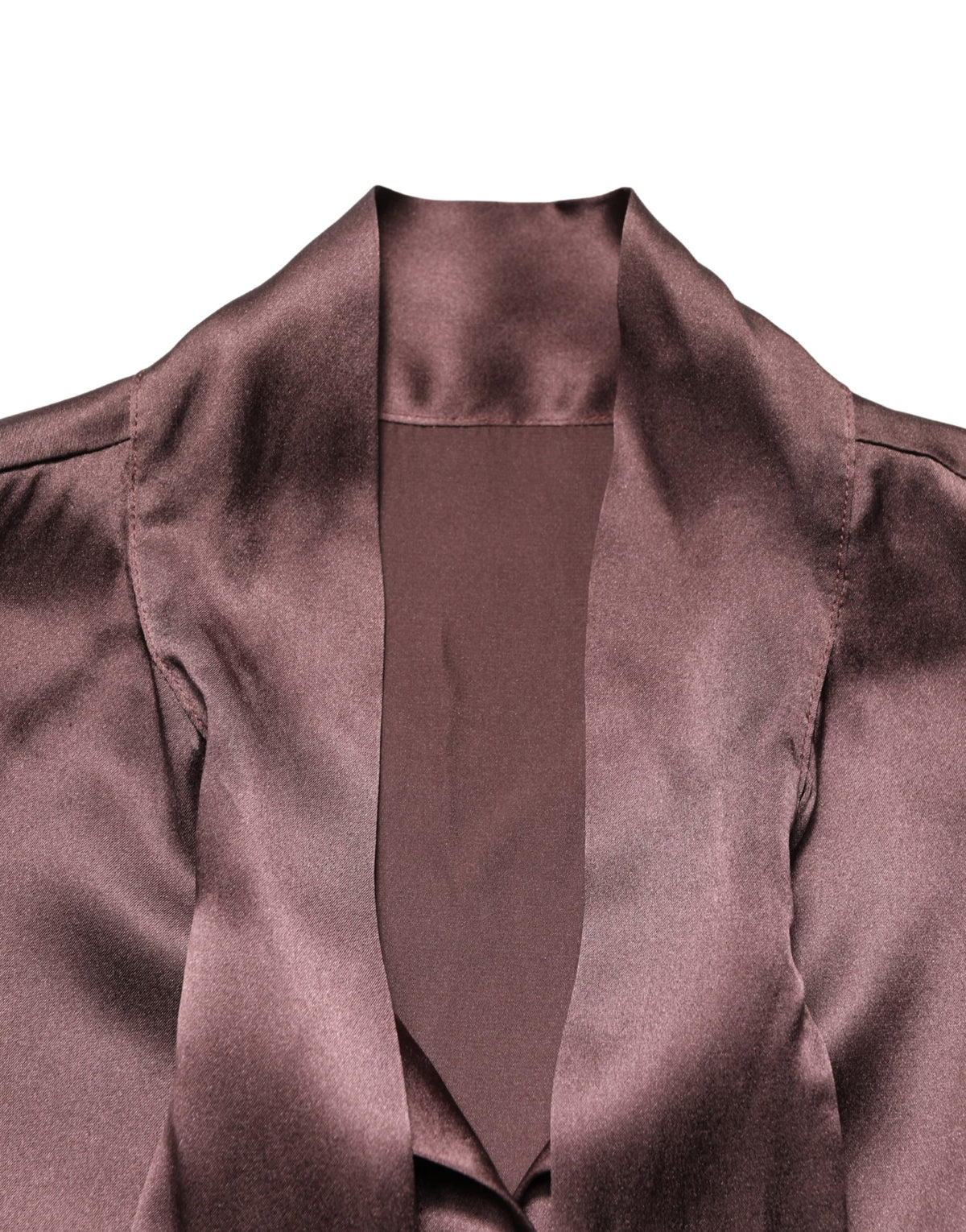 Dolce & Gabbana Violet Satin Ascot Tie Shirt Top for Elegance
