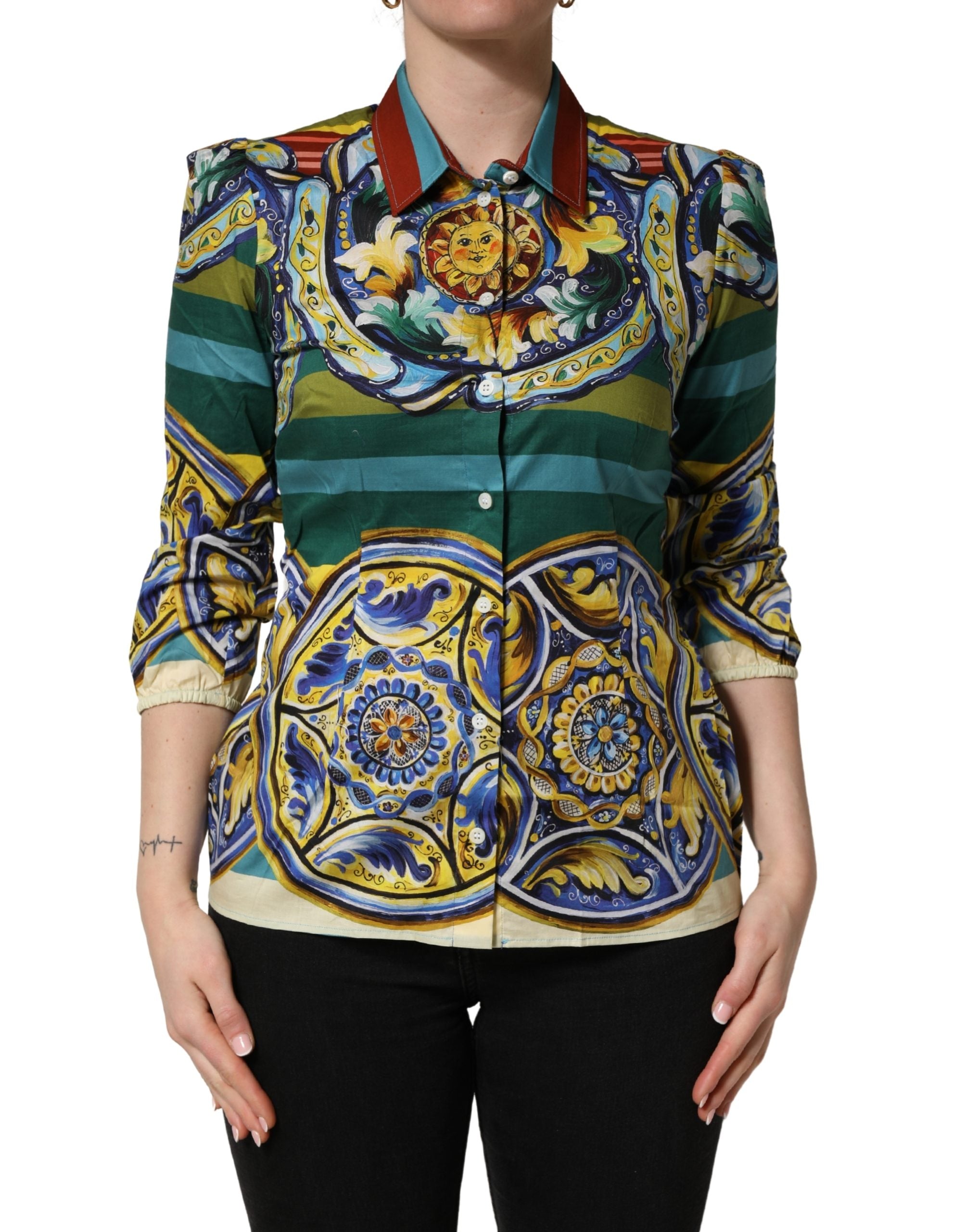 Dolce & Gabbana Majolica Print Cotton Blouse - Timeless Elegance