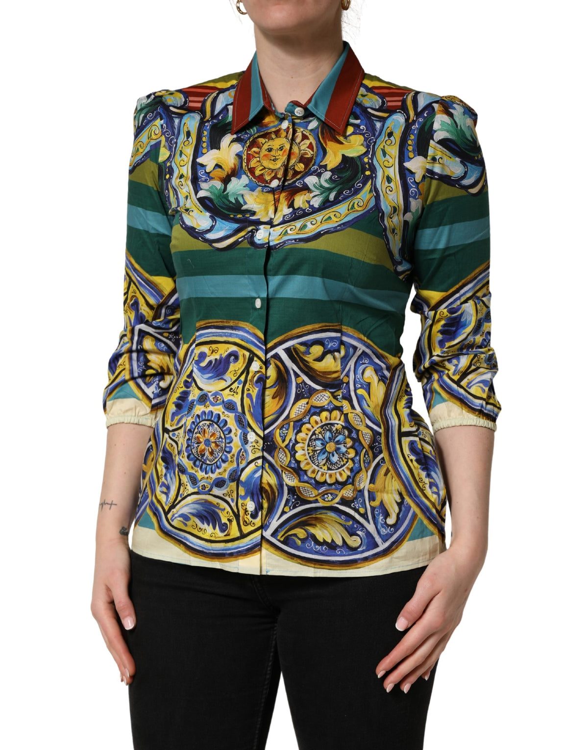 Dolce & Gabbana Majolica Print Cotton Blouse - Timeless Elegance