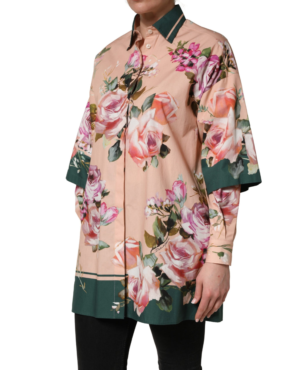 Dolce & Gabbana Pink Floral Cotton Shirt - Timeless Italian Elegance