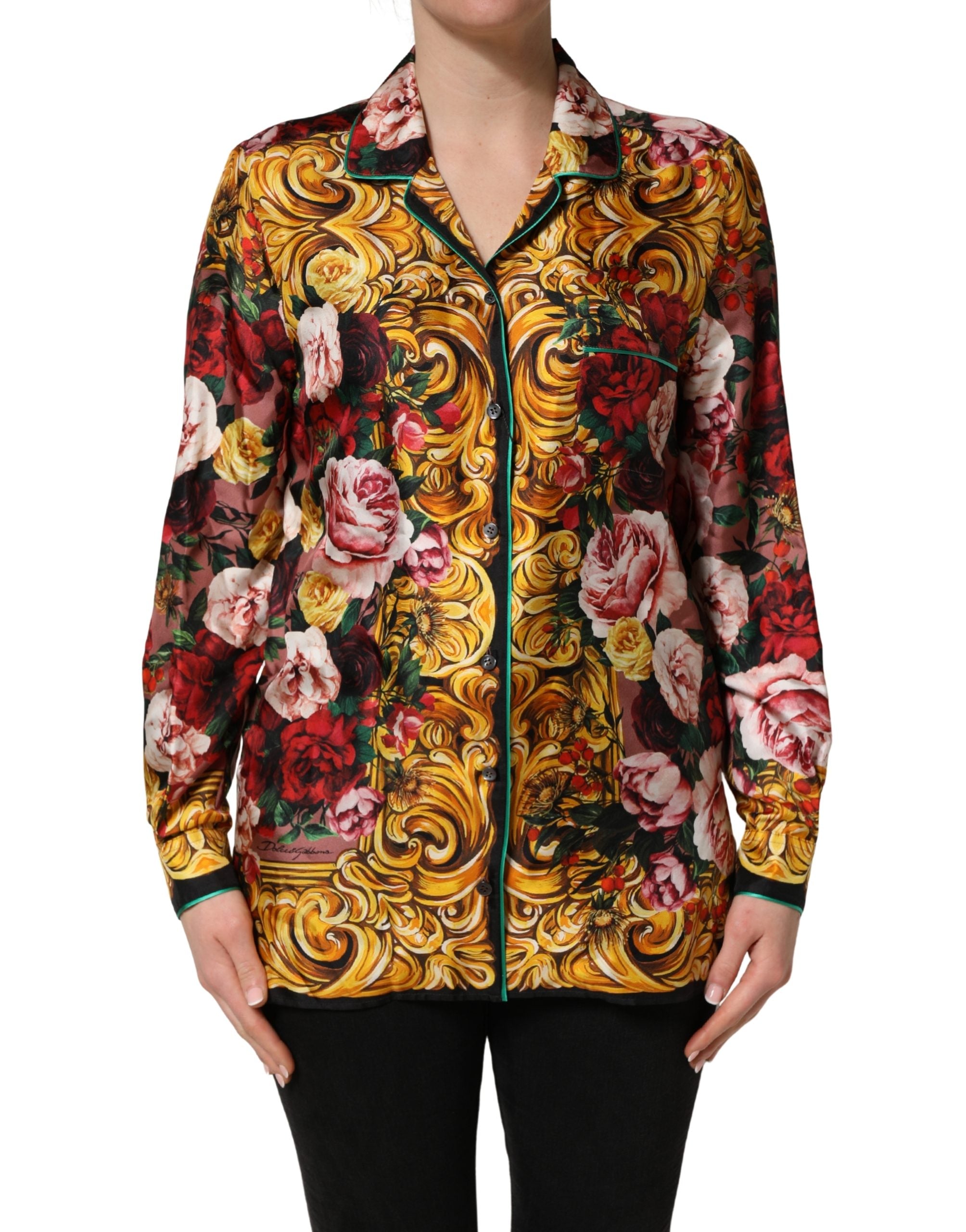 Discover the exquisite Dolce & Gabbana Multicolor Floral Silk Button Down Shirt, a luxurious blend of artistry and elegance, perfect for those who embody sophistication.