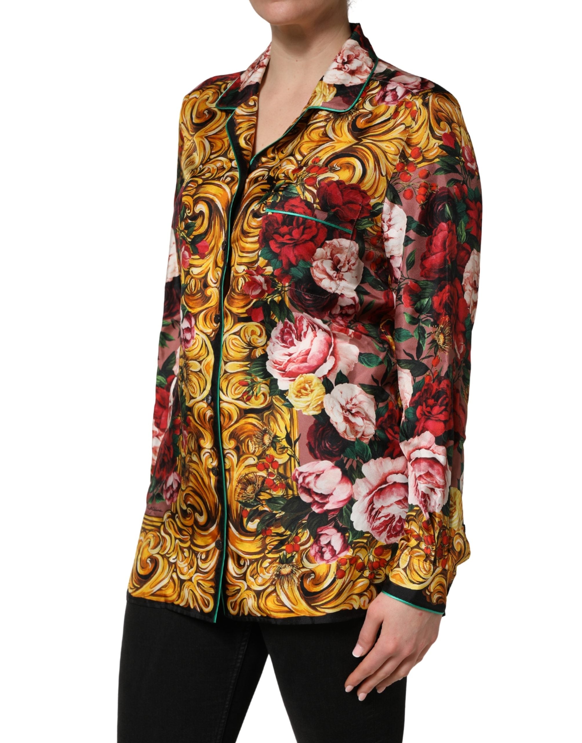 Elevate your wardrobe with the exquisite Dolce & Gabbana multicolor floral silk shirt, a timeless piece that embodies elegance and sophistication for every occasion.