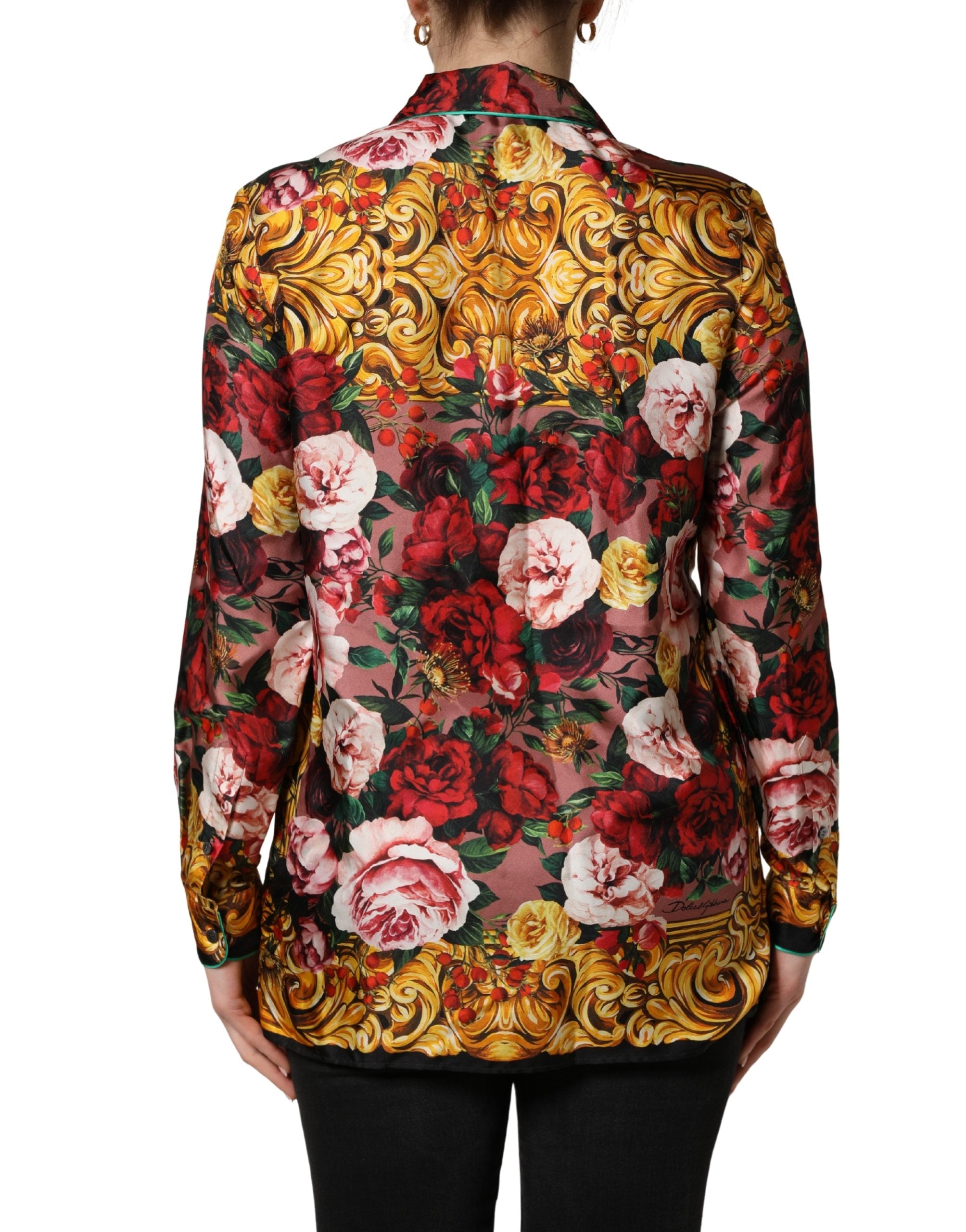 Elevate your wardrobe with the exquisite Dolce & Gabbana Multicolor Floral Silk Shirt, a luxurious blend of artistry and elegance, perfect for any sophisticated occasion.