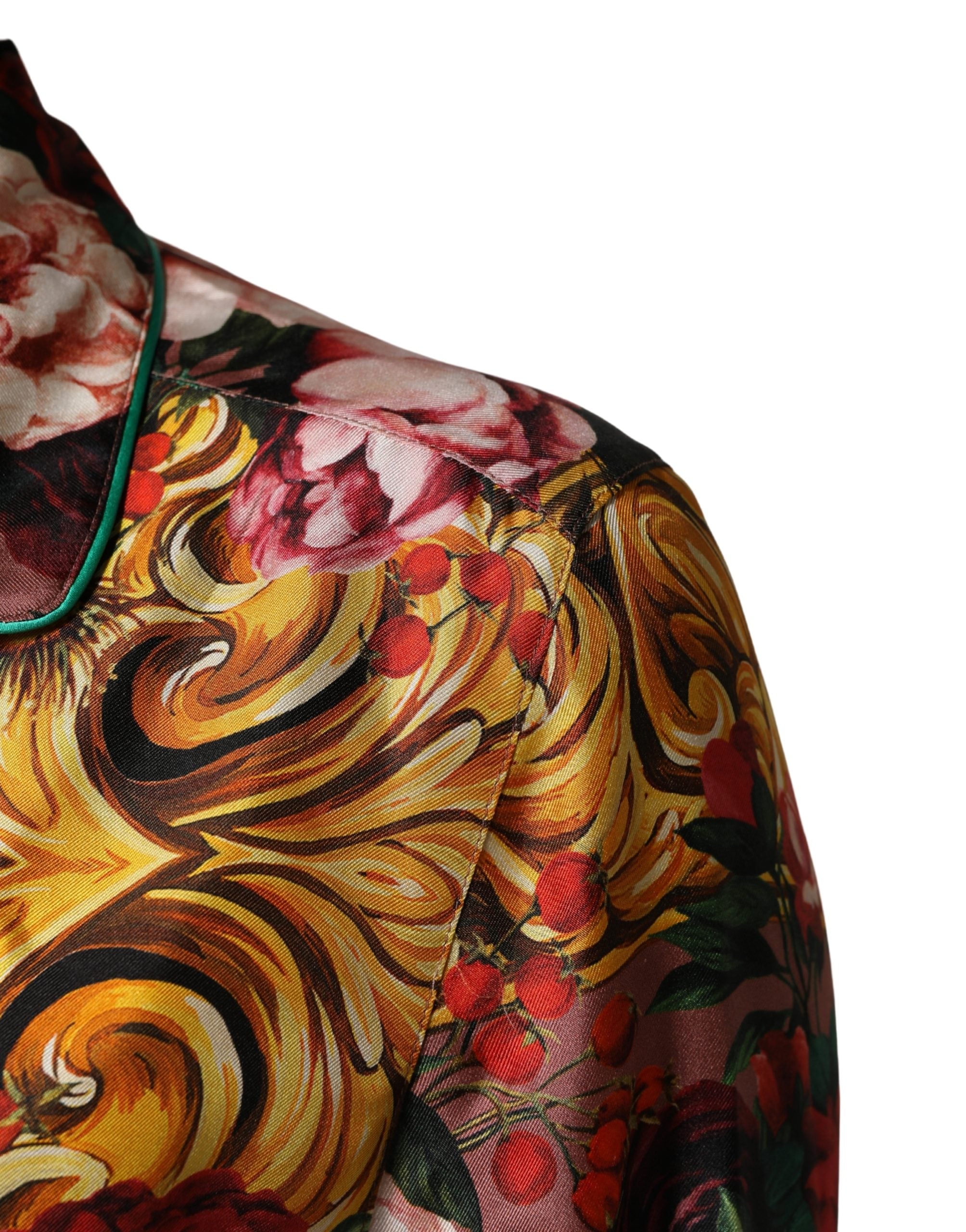 Elevate your wardrobe with the exquisite Dolce & Gabbana Multicolor Floral Silk Button Down Shirt, a luxurious embodiment of Italian craftsmanship and timeless elegance.