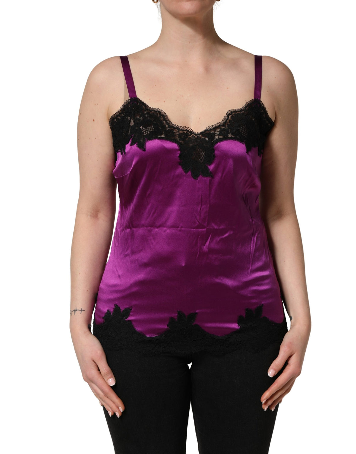 Dolce & Gabbana Silk Lace Trim Camisole - Couture Elegance