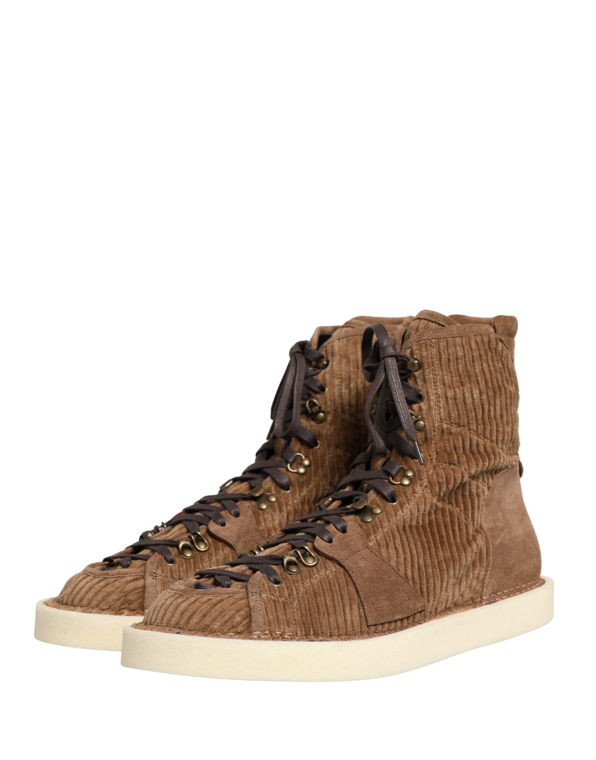 Dolce & Gabbana High Top Oxford Boots in Luxurious Brown Corduroy