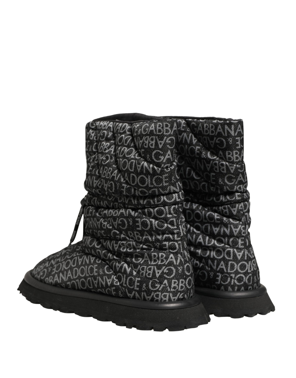 Dolce & Gabbana Black Logo Print Lace Up Snow Boots, Luxury